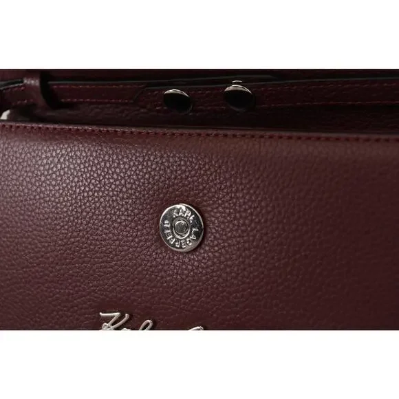 Karl Lagerfeld Elegant Wine Leather Evening Clutch - Picture 2 of 8